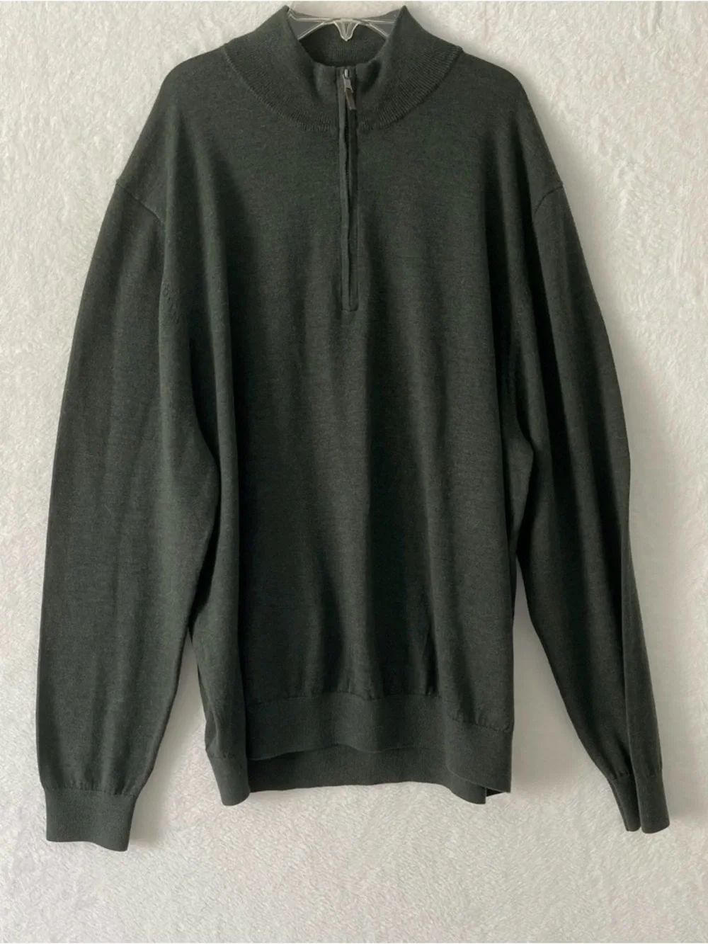 Fairway & Greene Mens XXL Green 100% Baruffa Merino Wool Quarter Zip Sweater